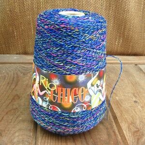 Rio Chico Yarn Cone Royal Blue Fiesta Multicolor Knitting Machine Crochet Thread
